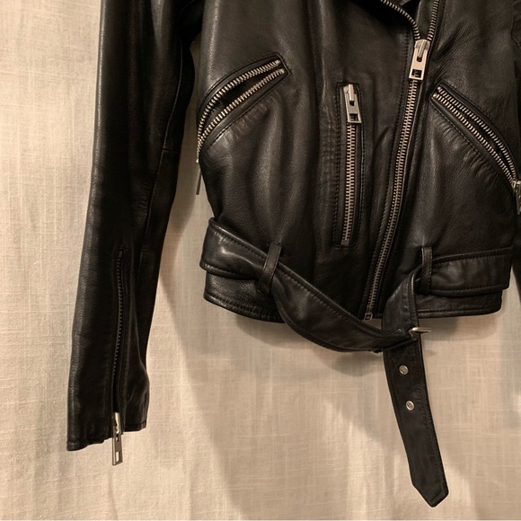 All saints sheep leather bomber jacket size 4 - Picture 5 of 11